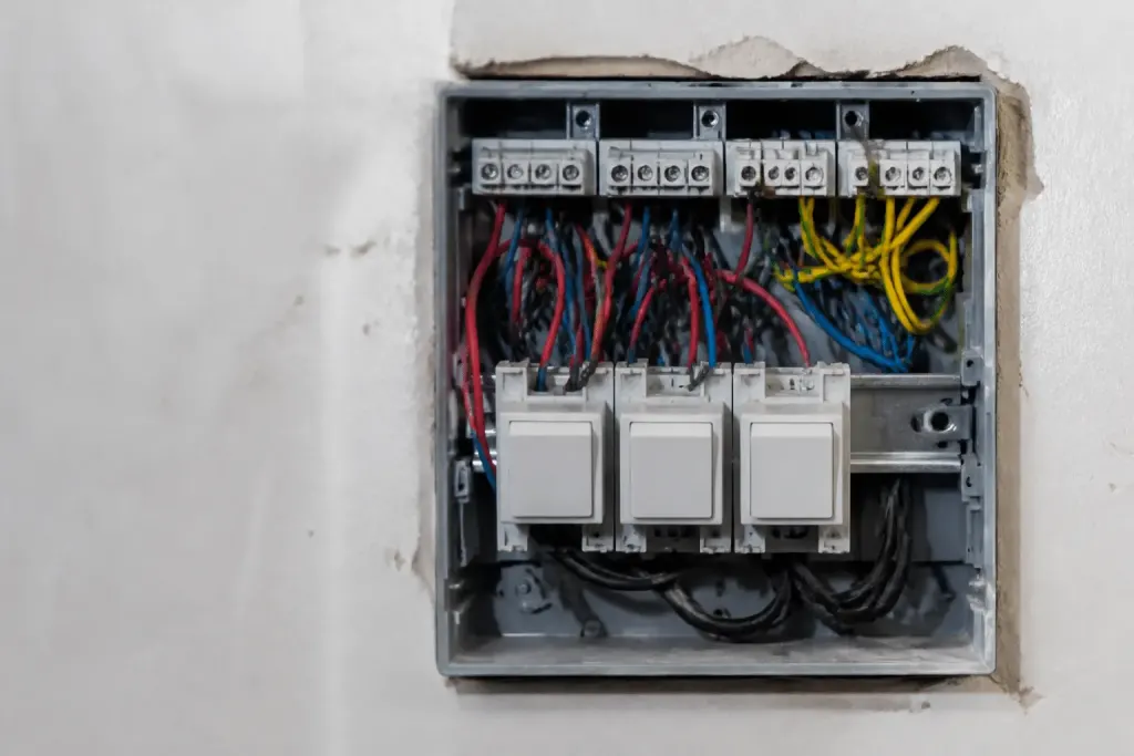 Boitier électrique avec interrupteurs et permutateurs câblés