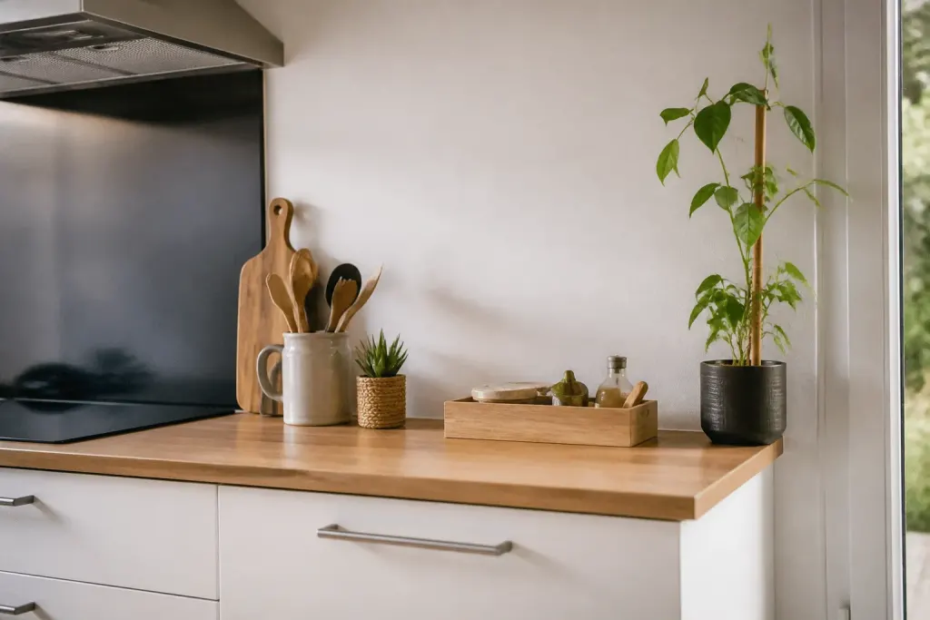 Liste taches affichee cuisine surfaces epoussetees propres