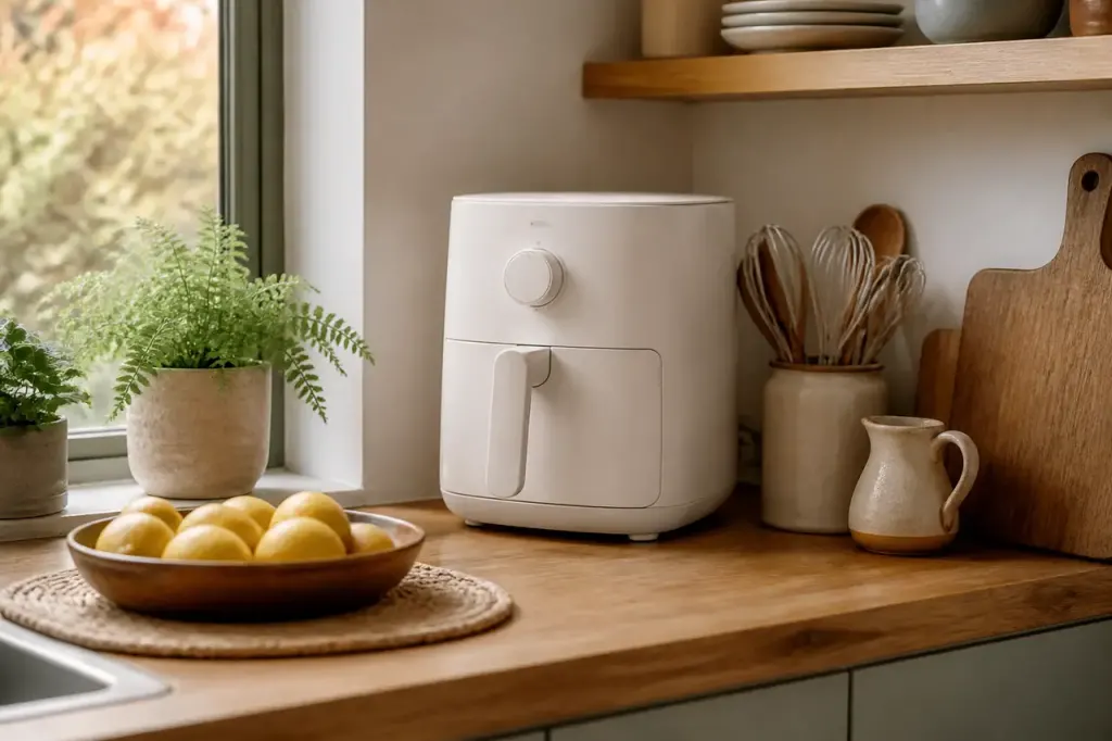 Electromenager blanc compact sur plan de travail libre