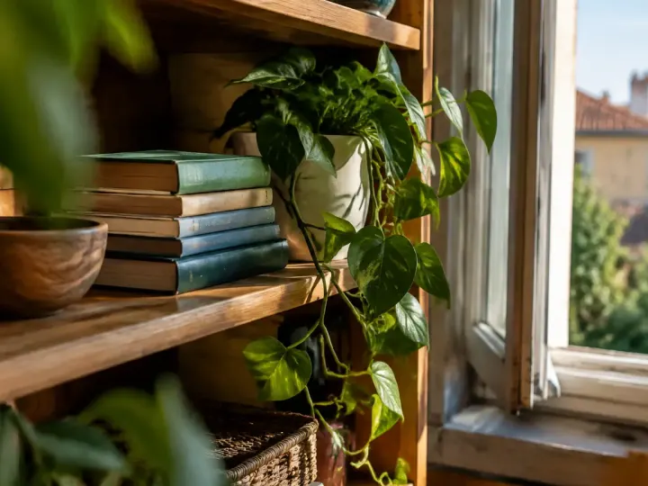 Pulls plies sur etagere en bois pres fenetre ouverte